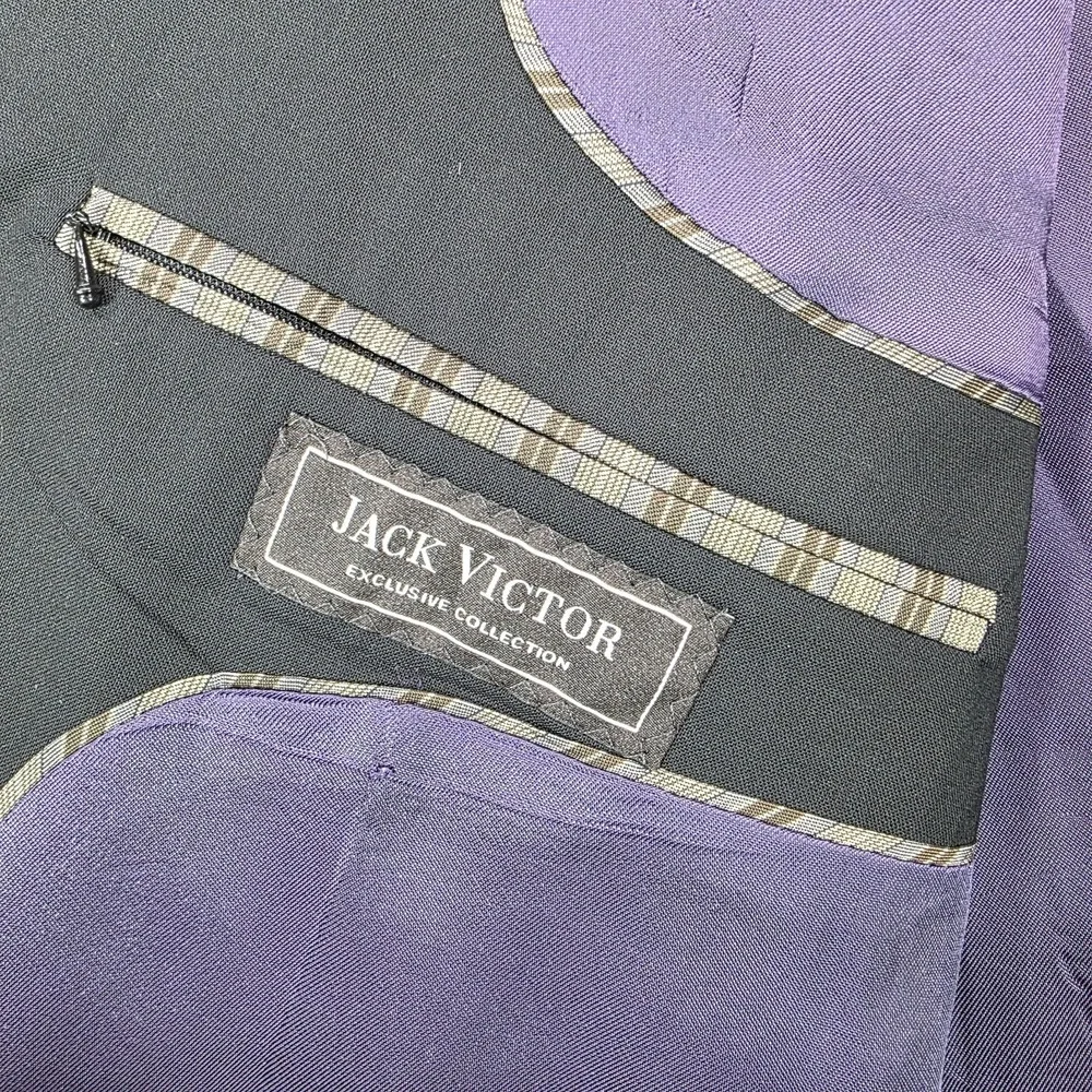 44XL Jack Victor Men's Sport Coat Black 3Sixty5 100% Italian Wool Blazer Jacket